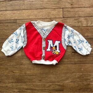 Vintage 1984 Disney Mickey Mouse‎ Sweatshirt Baby 24 mo Red Crew Neck Retro